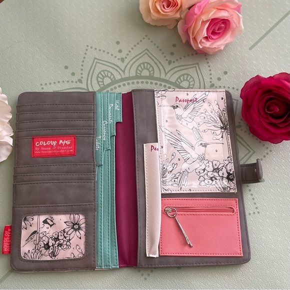 House of Disaster Passport Holder Travel Wallet Hummingbird Colourable Art Book - Picture 3 of 15